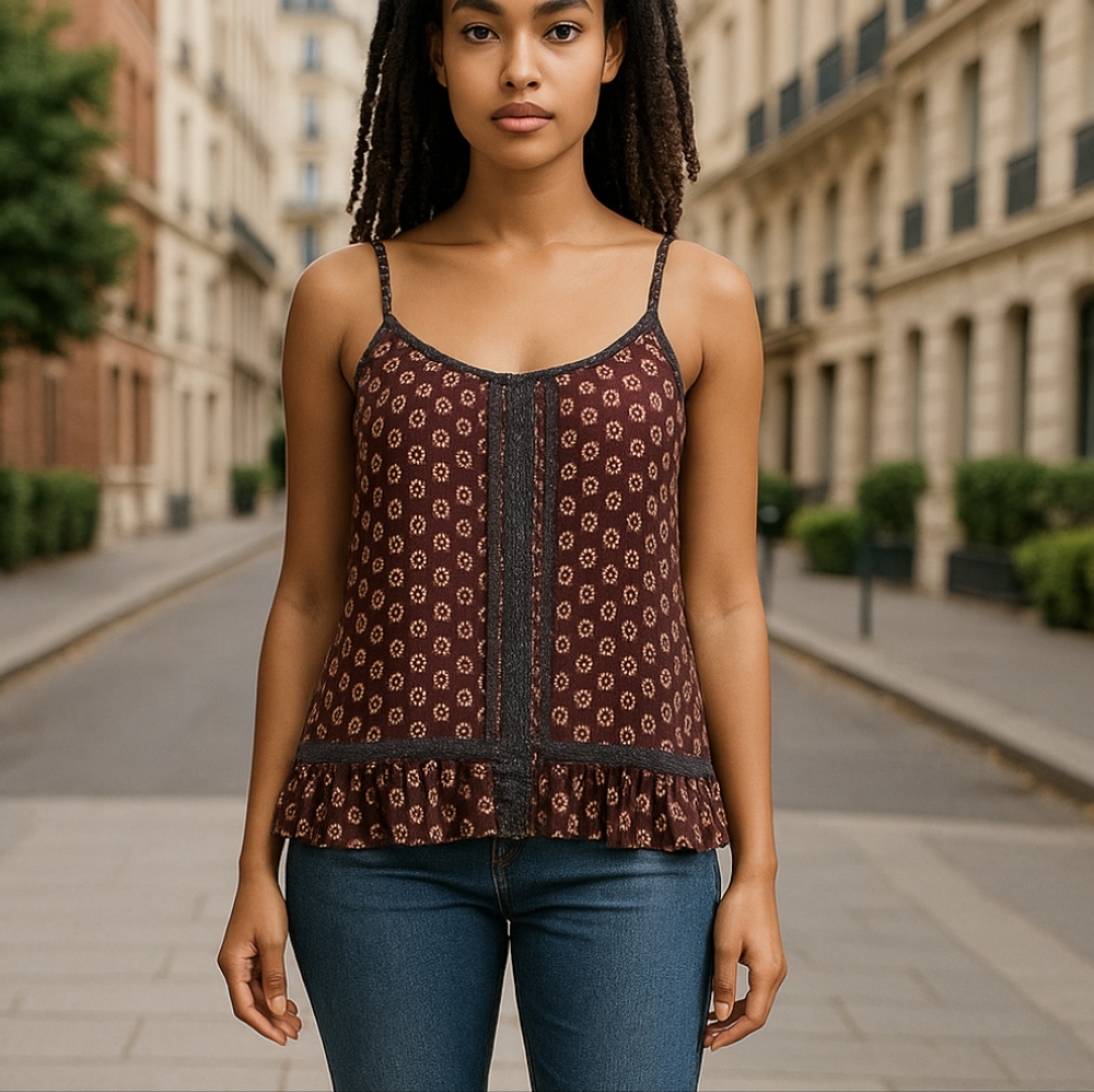Fun & Flirt Sleeveless Lightweight Semi Sheer Floral Top